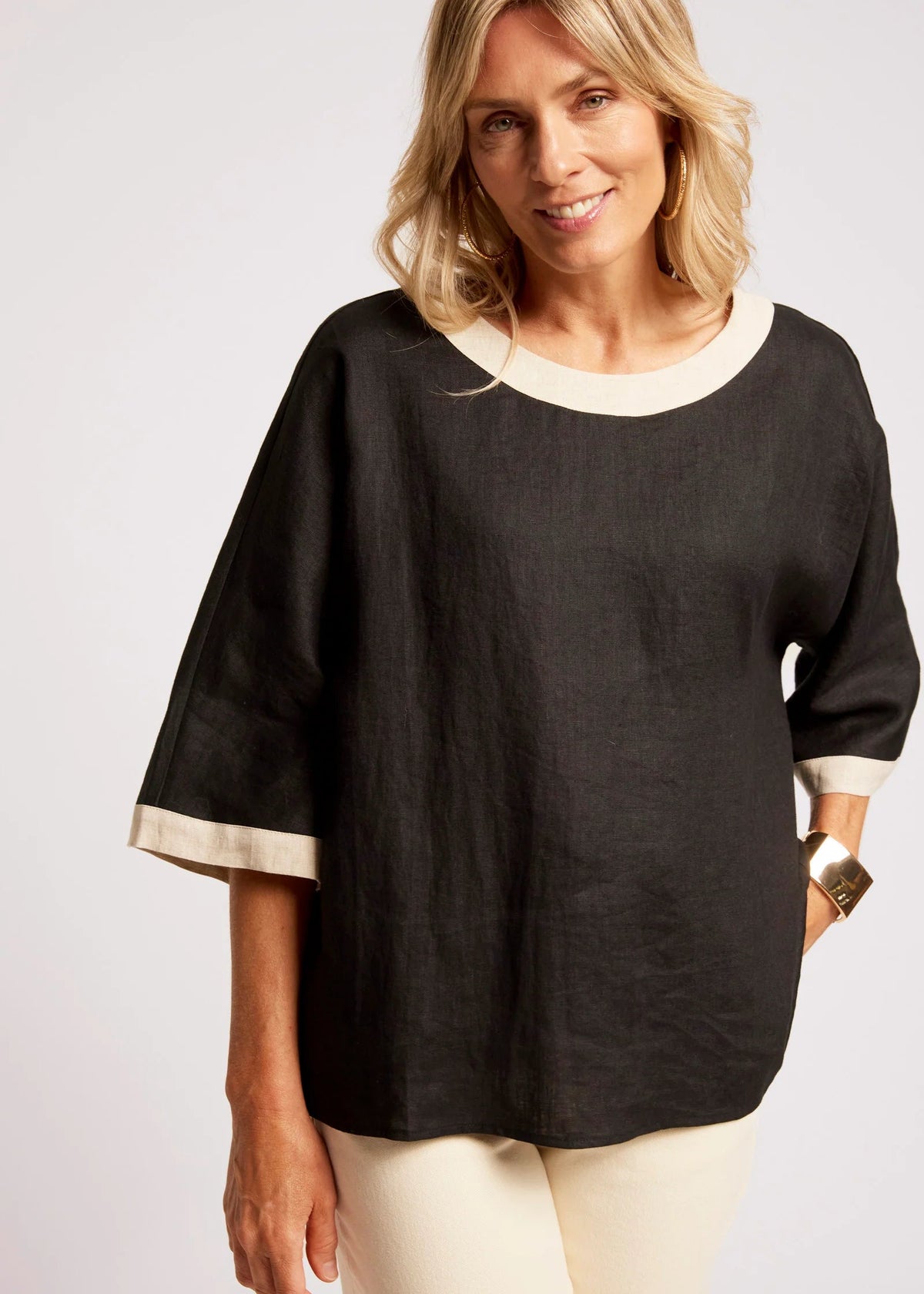 Eb & Ive Maris Relaxed Top Tusk/Black