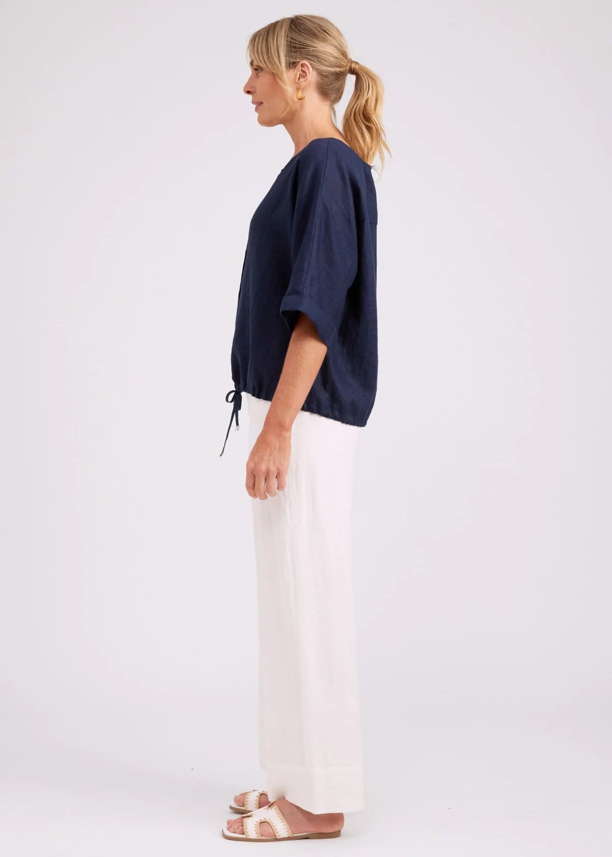 Eb & Ive Button Top Navy