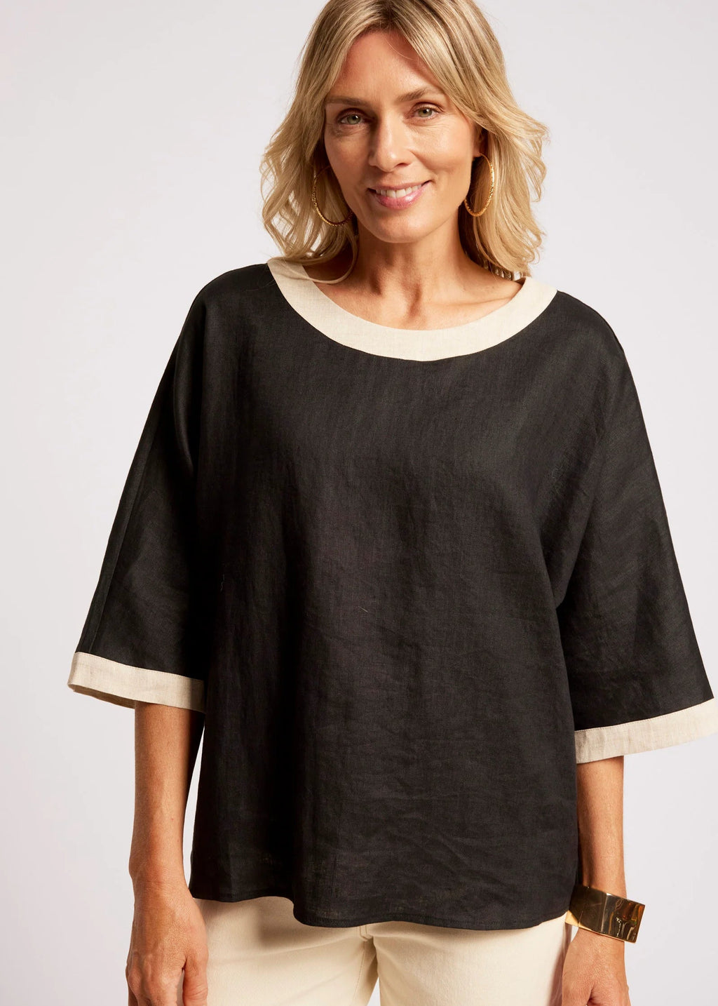 Eb & Ive Maris Relaxed Top Tusk/Black