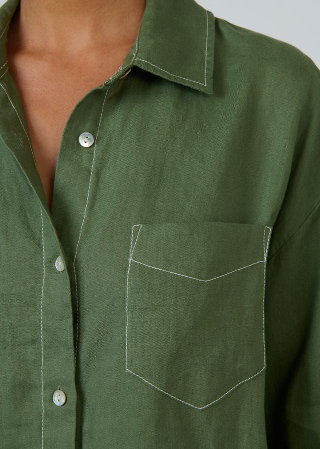 Enveloppe Linen Shirt Moss