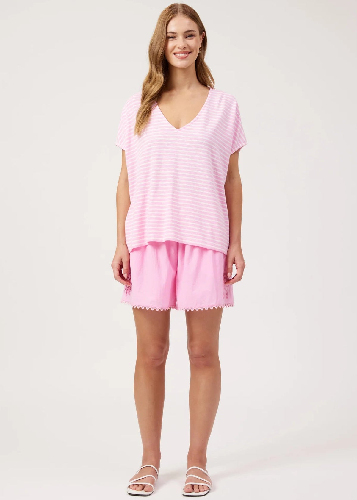 Eb & Ive Tropea Stripe Tee Pink