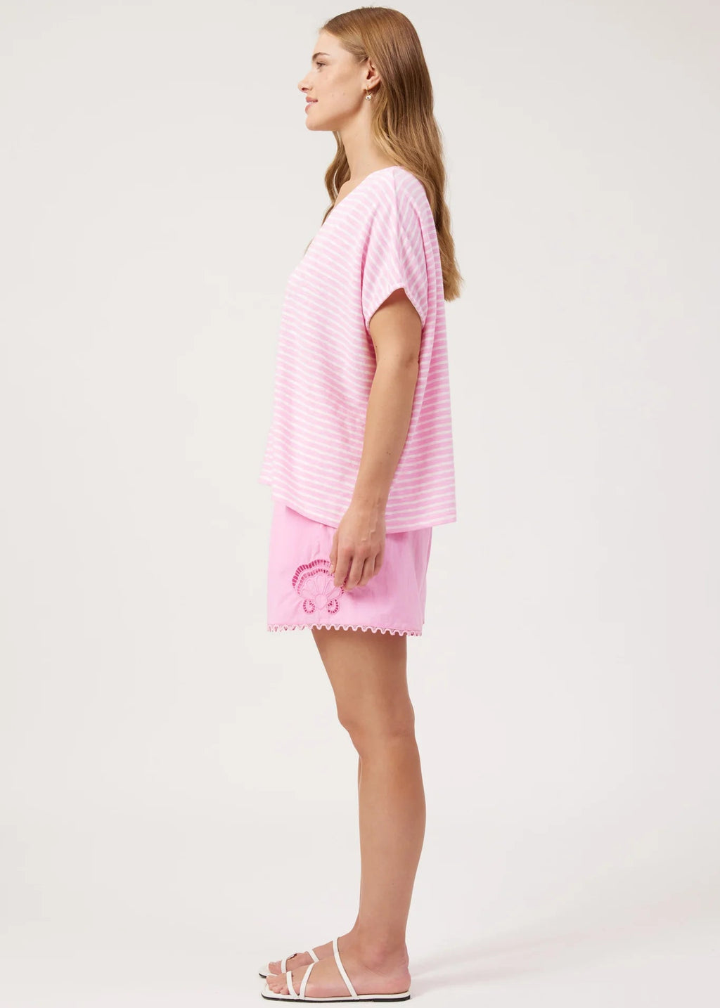 Eb & Ive Tropea Stripe Tee Pink