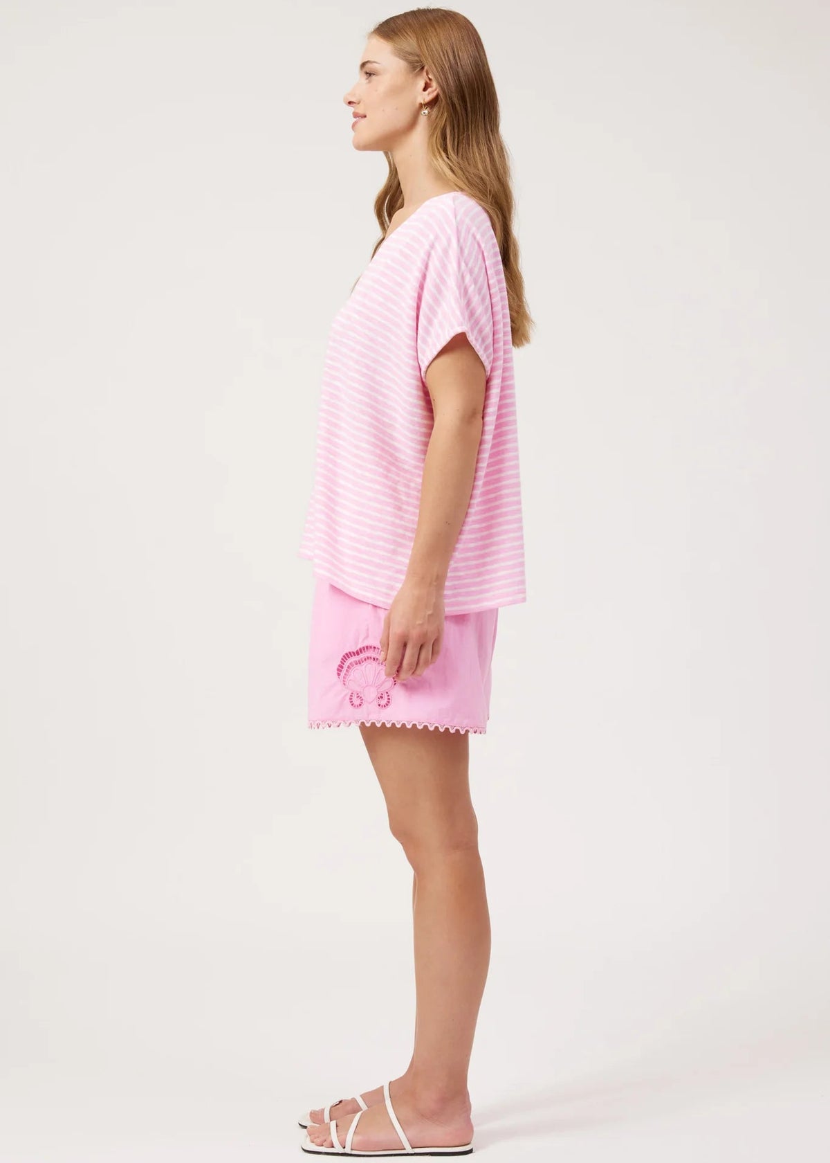 Eb & Ive Tropea Stripe Tee Pink