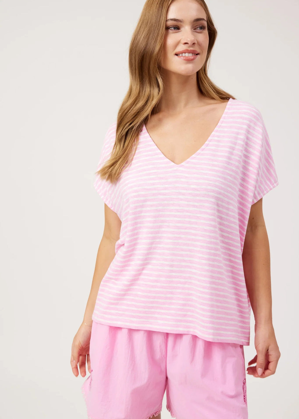 Eb & Ive Tropea Stripe Tee Pink