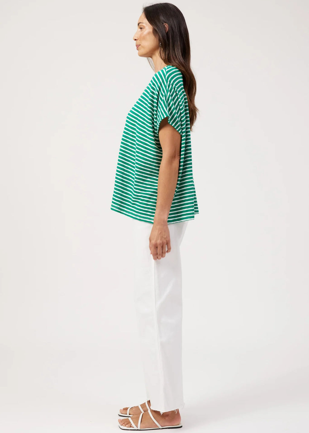 Eb & Ive Tropea Stripe Tee Green