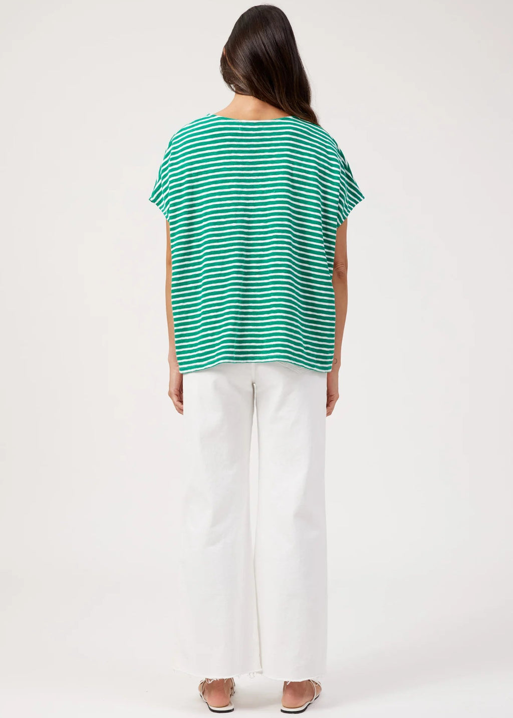 Eb & Ive Tropea Stripe Tee Green