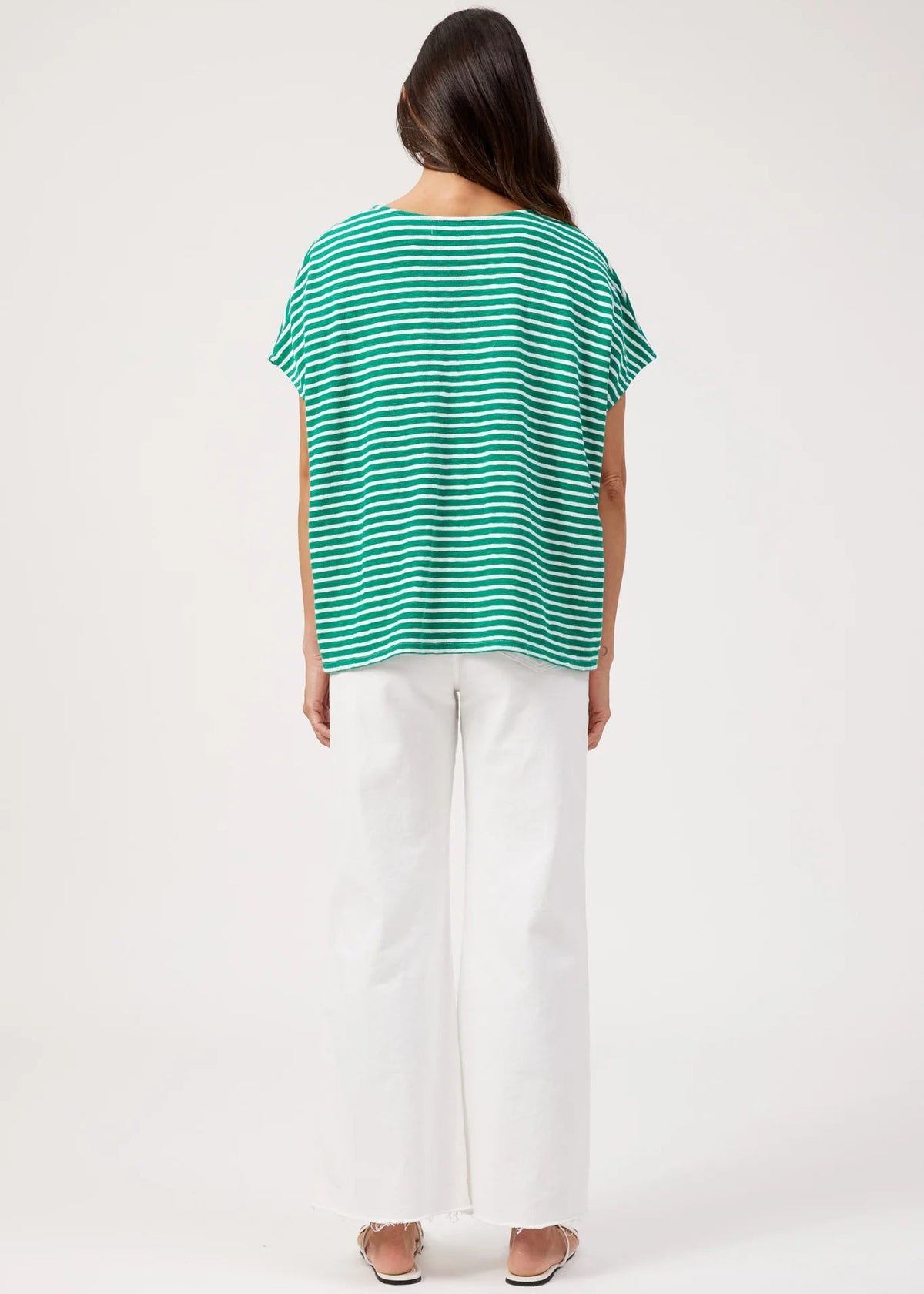 Eb & Ive Tropea Stripe Tee Green