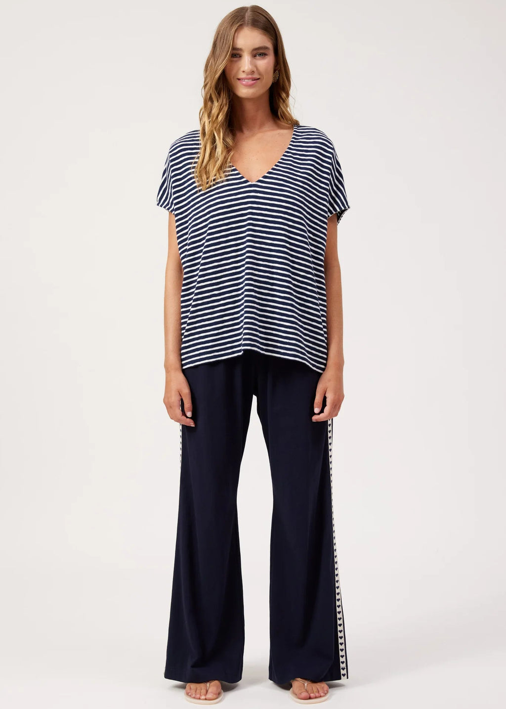 Eb & Ive Tropea Stripe Tee Navy