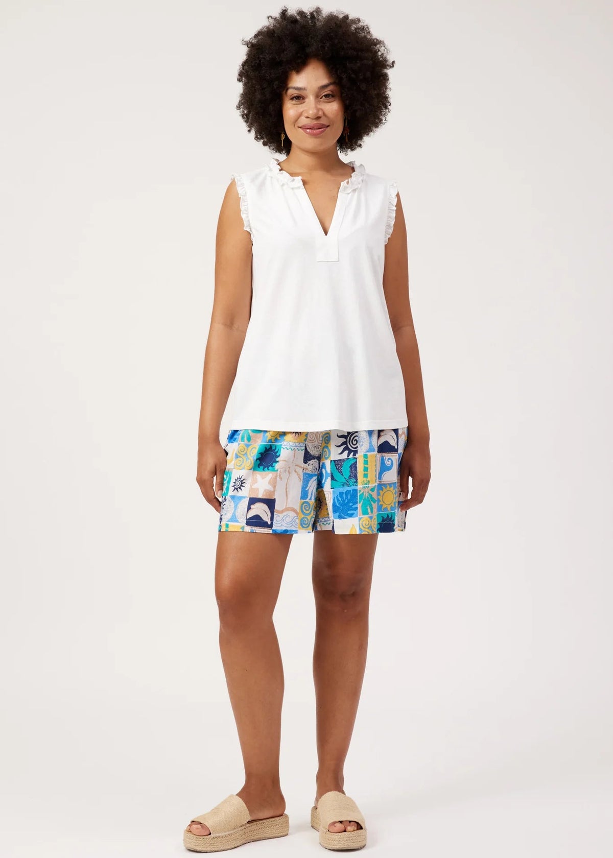 Eb & Ive Athens Frill Tank White