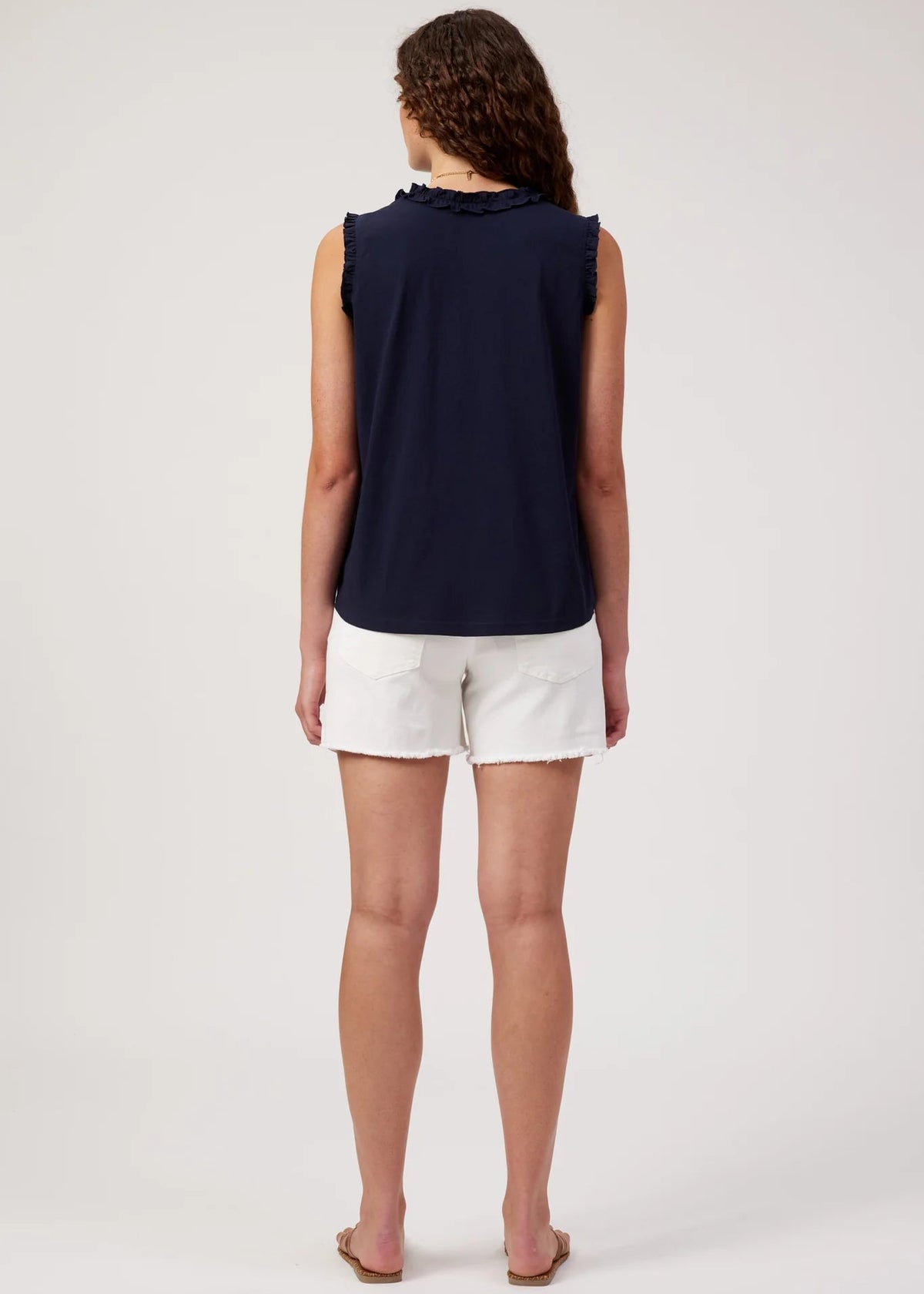 Eb & Ive Athens Frill Tank Navy