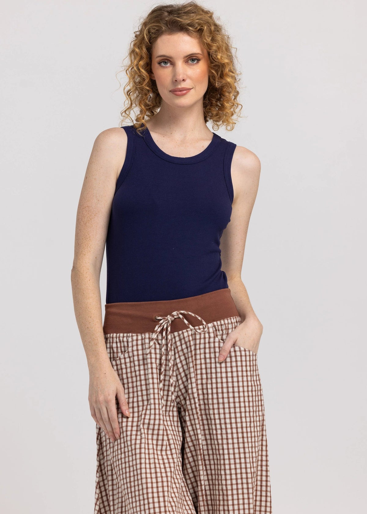 Boom Guru Pant Cocoa Gingham