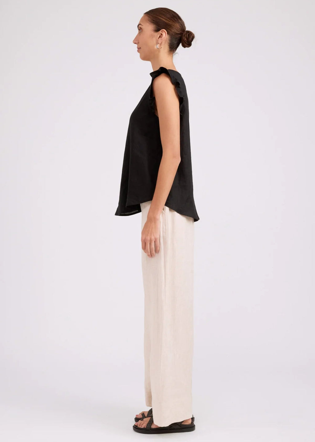 Eb & Ive Studio Frill Tank Black