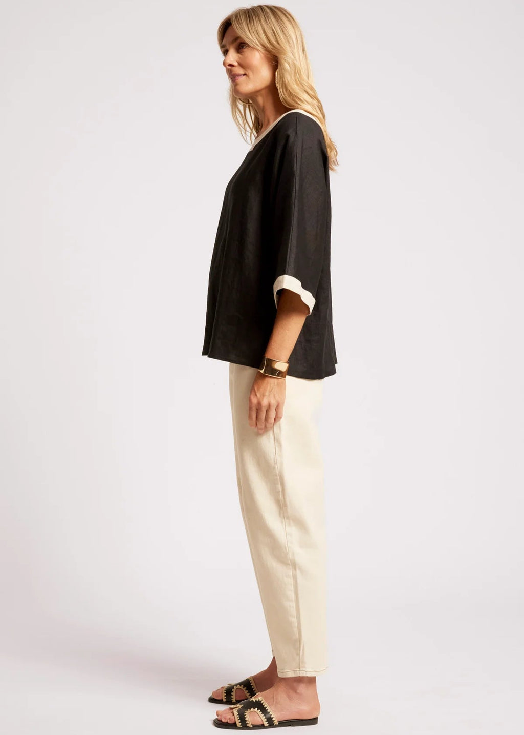 Eb & Ive Maris Relaxed Top Tusk/Black