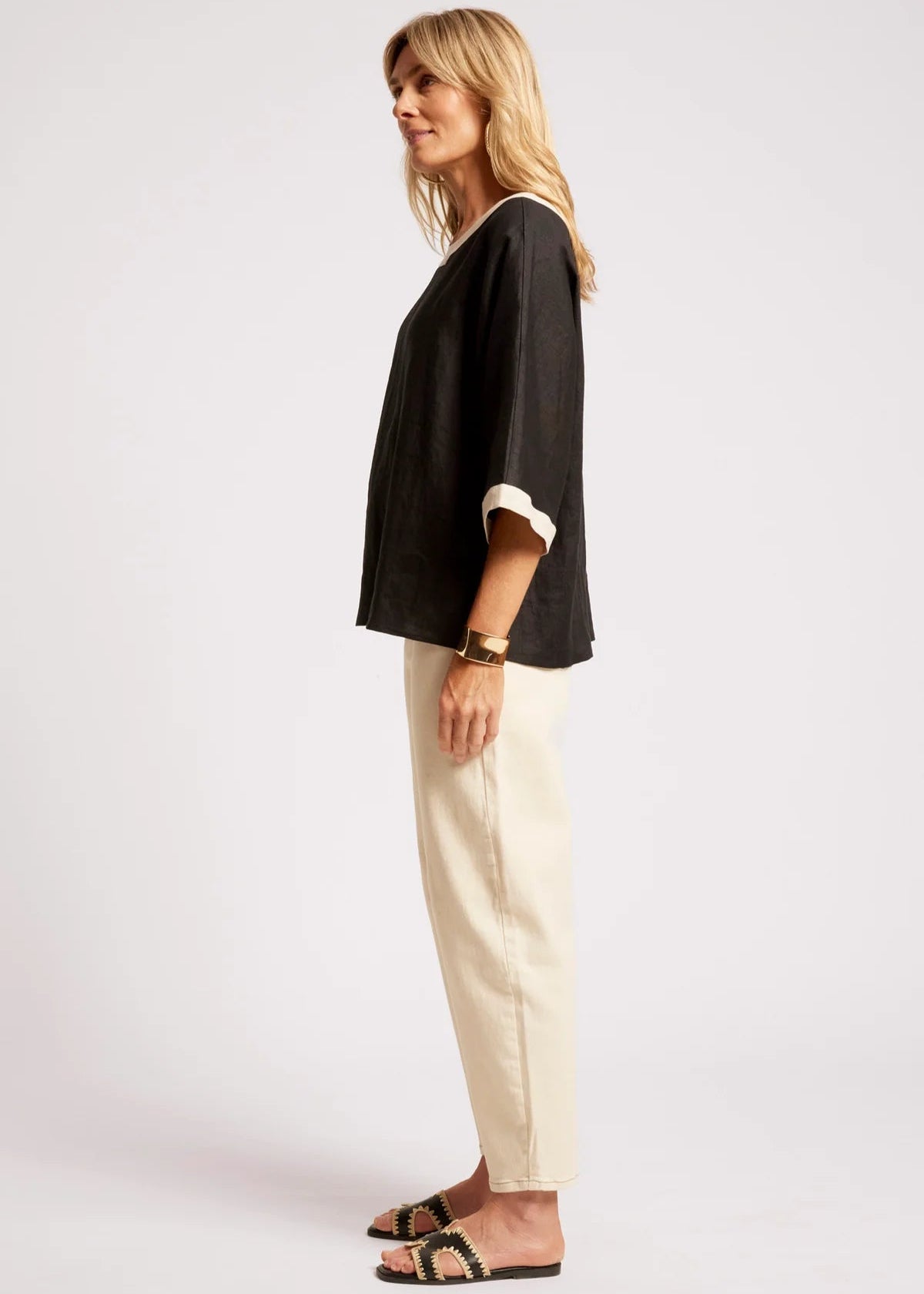 Eb & Ive Maris Relaxed Top Tusk/Black