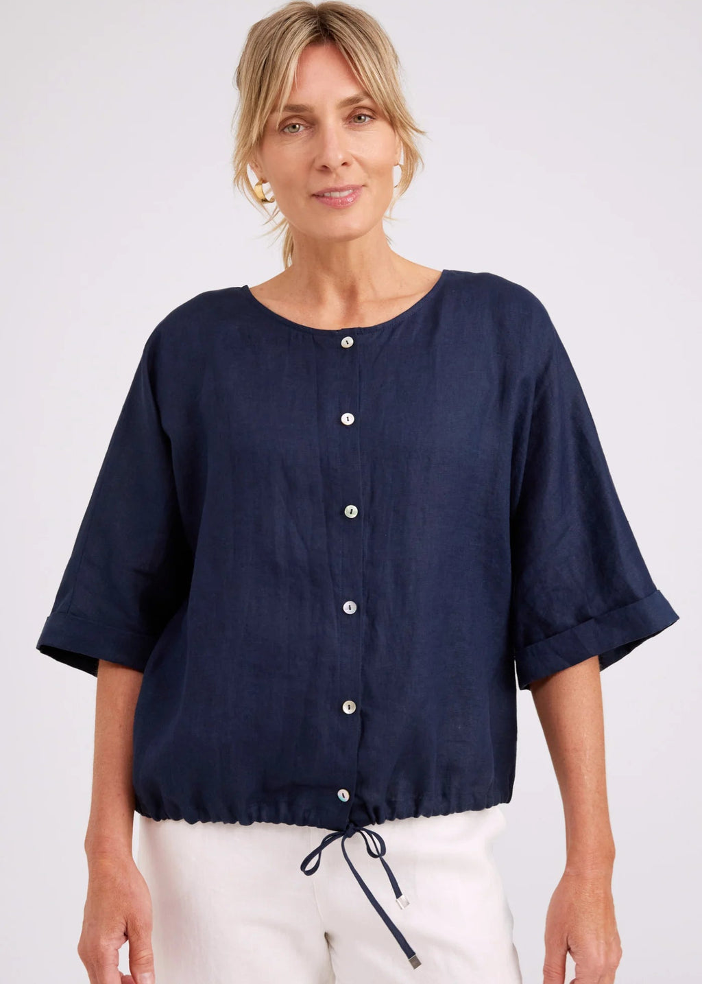 Eb & Ive Button Top Navy