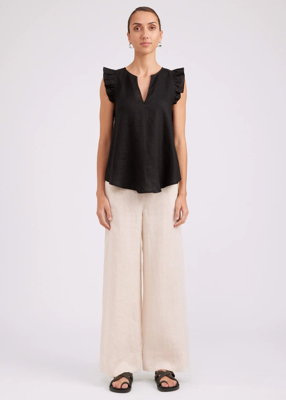 Eb & Ive Studio Frill Tank Black