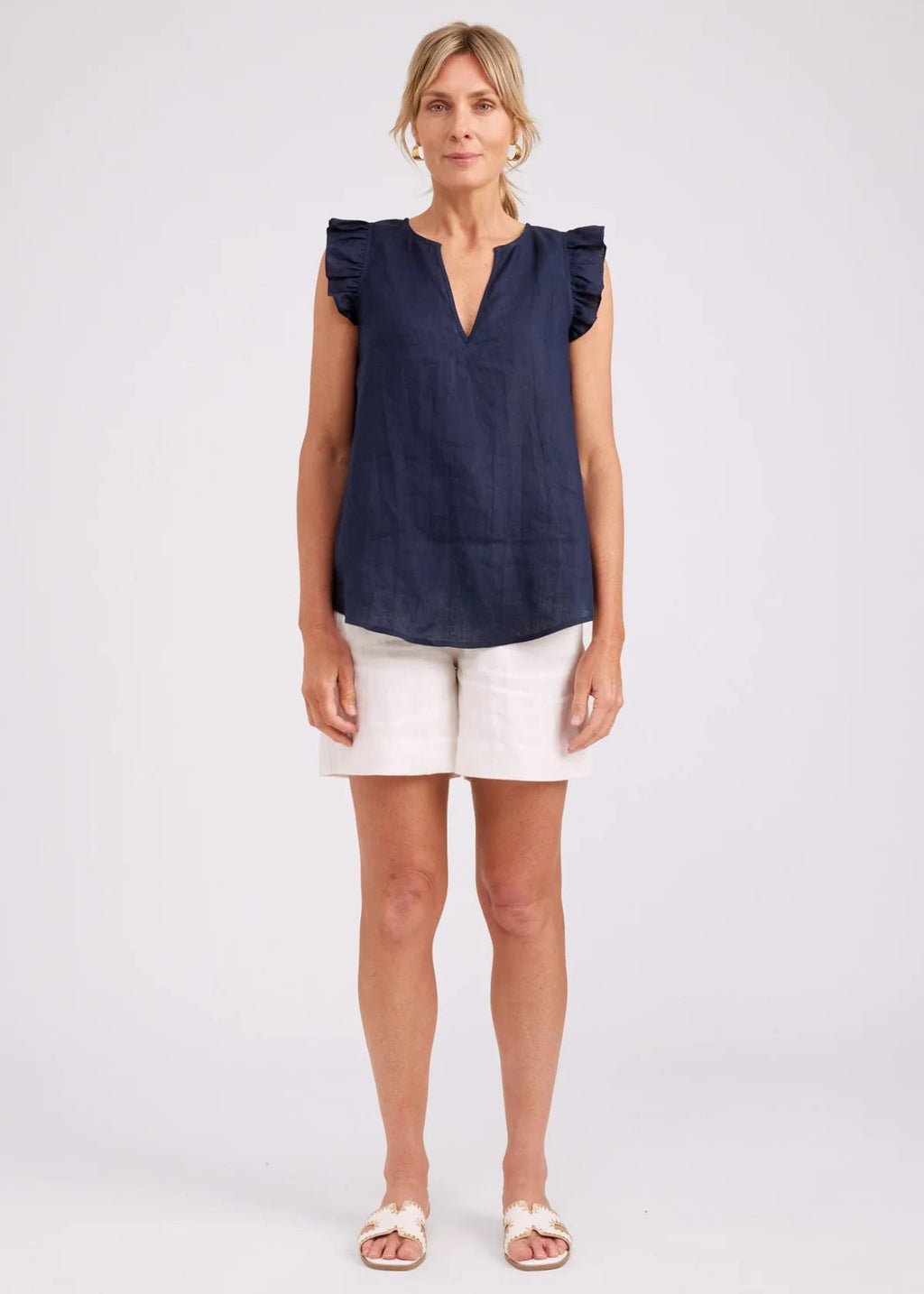 Eb & Ive Studio Frill Tank Navy