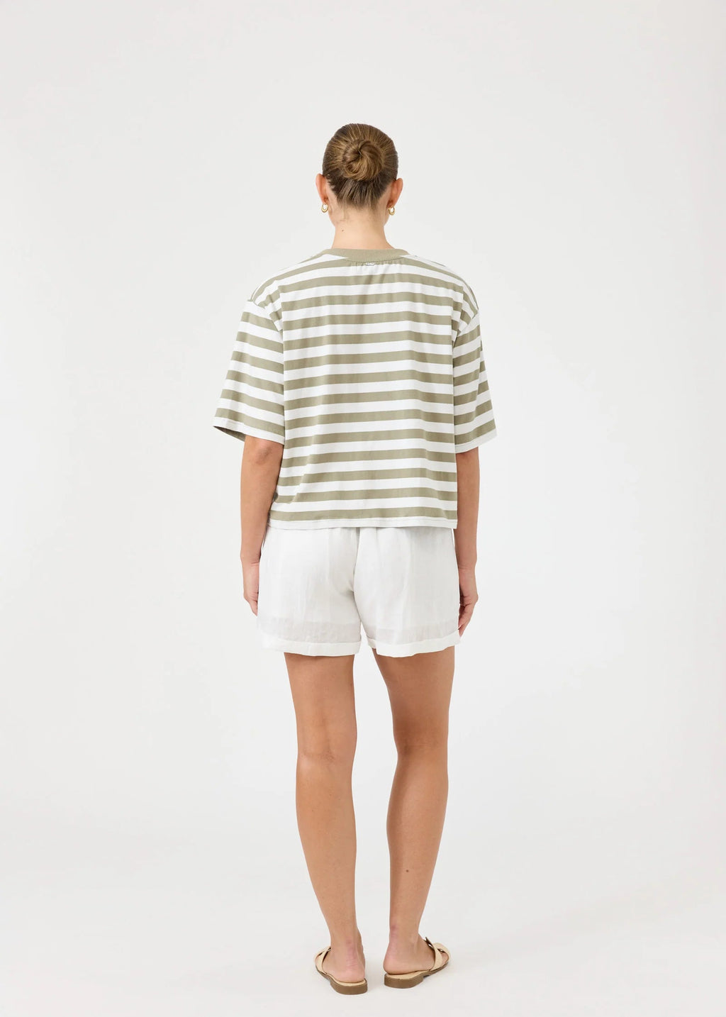 Eb & Ive Studio Stripe Tee Olive