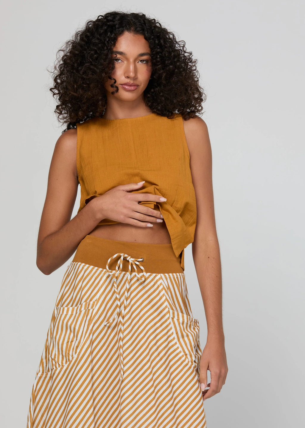 Boom Guru Skirt Mustard Stripe