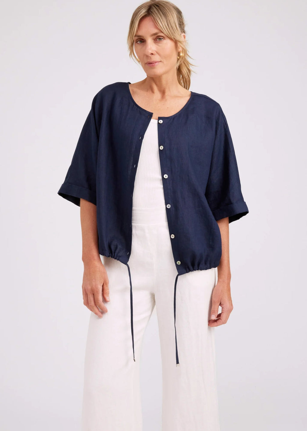 Eb & Ive Button Top Navy