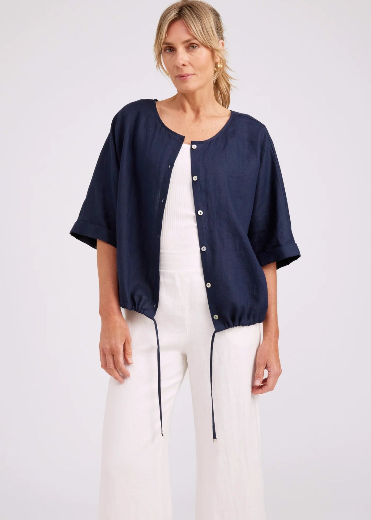 Eb & Ive Button Top Navy