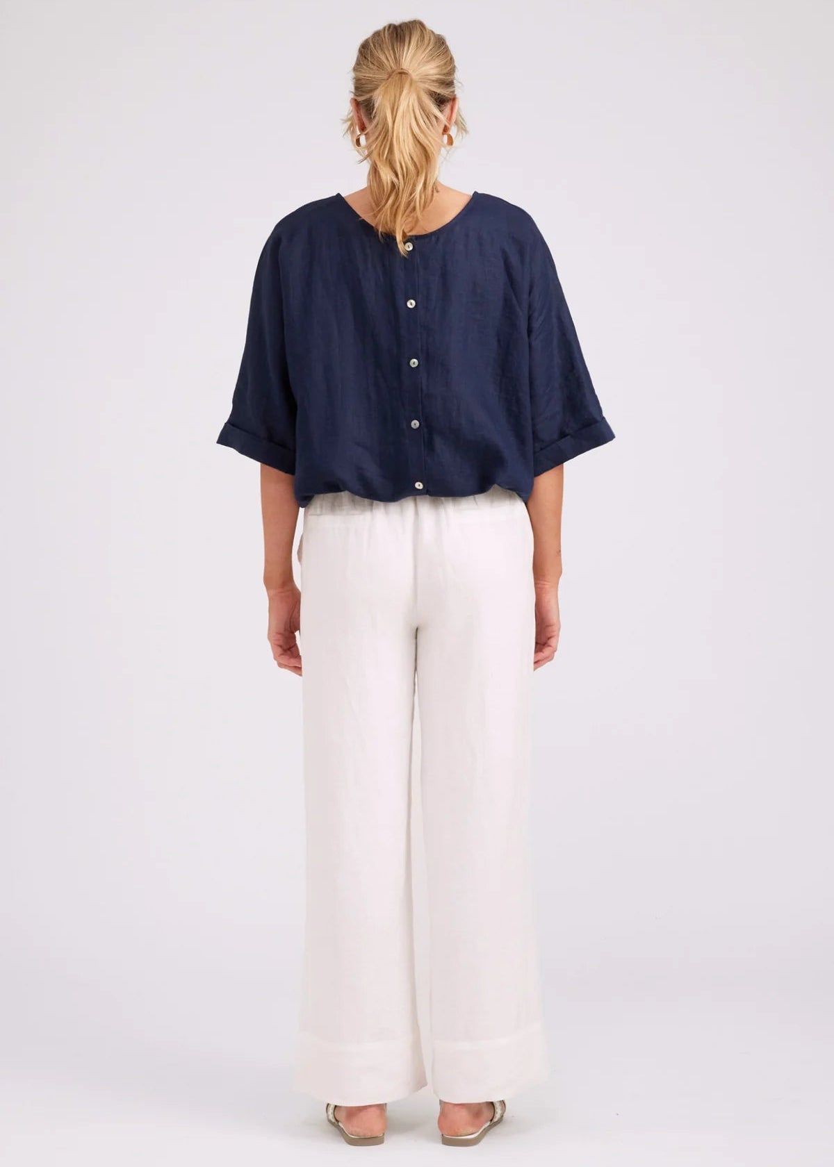Eb & Ive Button Top Navy