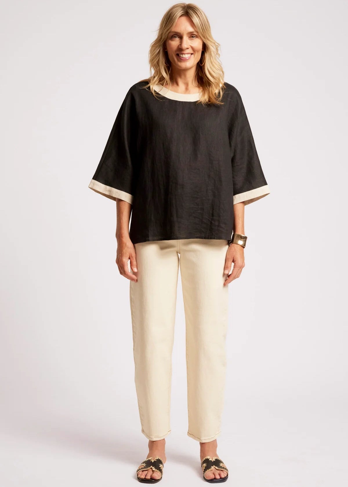 Eb & Ive Maris Relaxed Top Tusk/Black