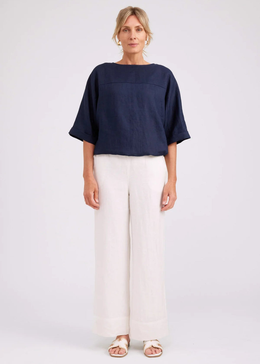 Eb & Ive Button Top Navy