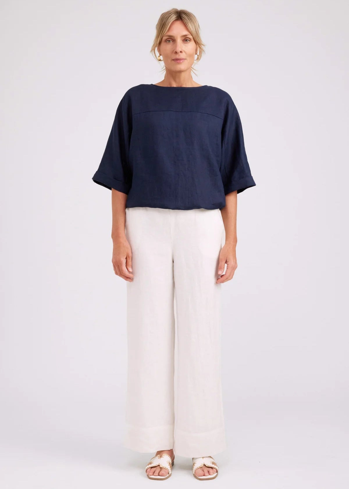 Eb & Ive Button Top Navy
