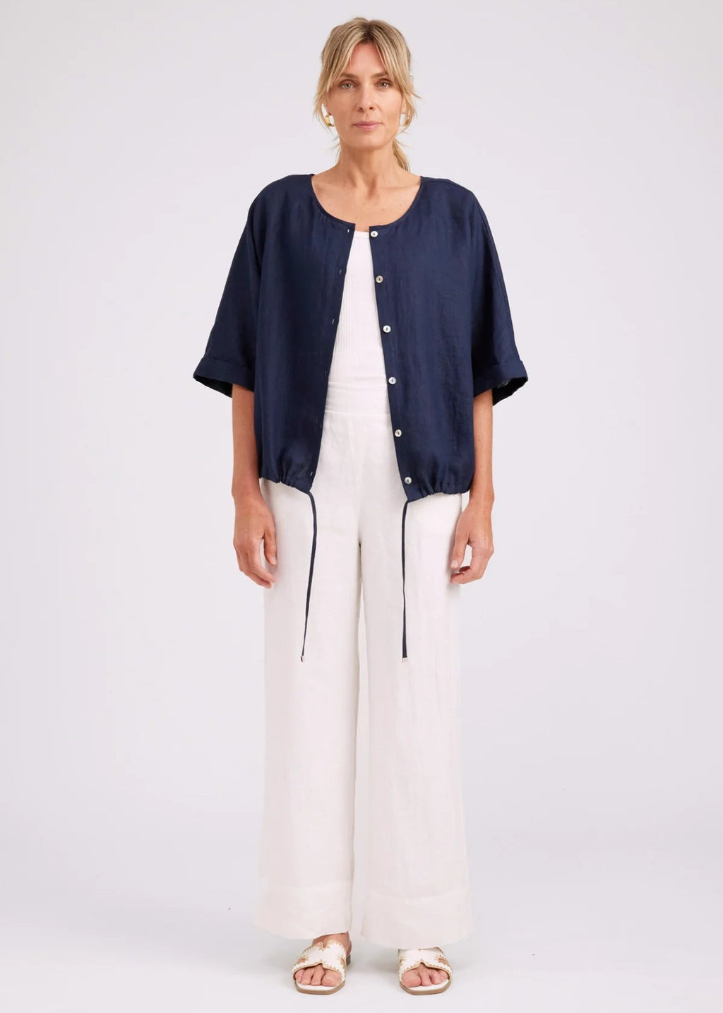 Eb & Ive Button Top Navy