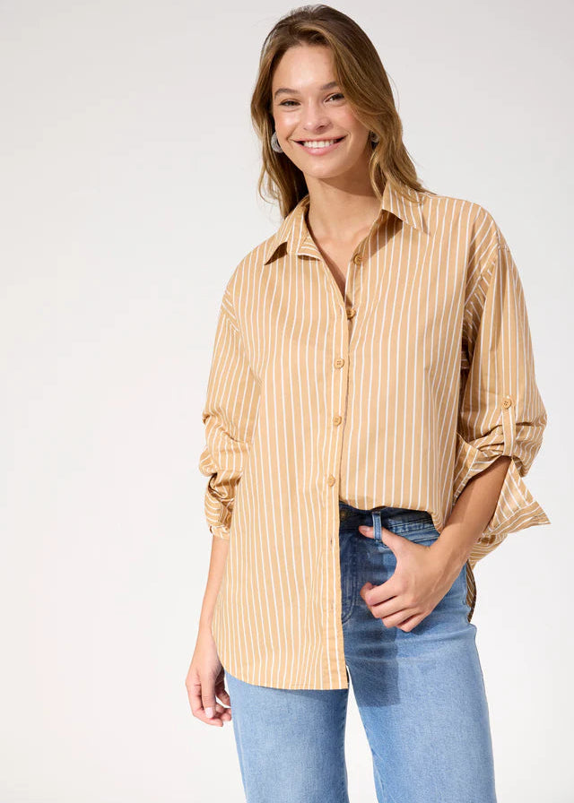 Haven Fairbanks Stripe Shirt Latte