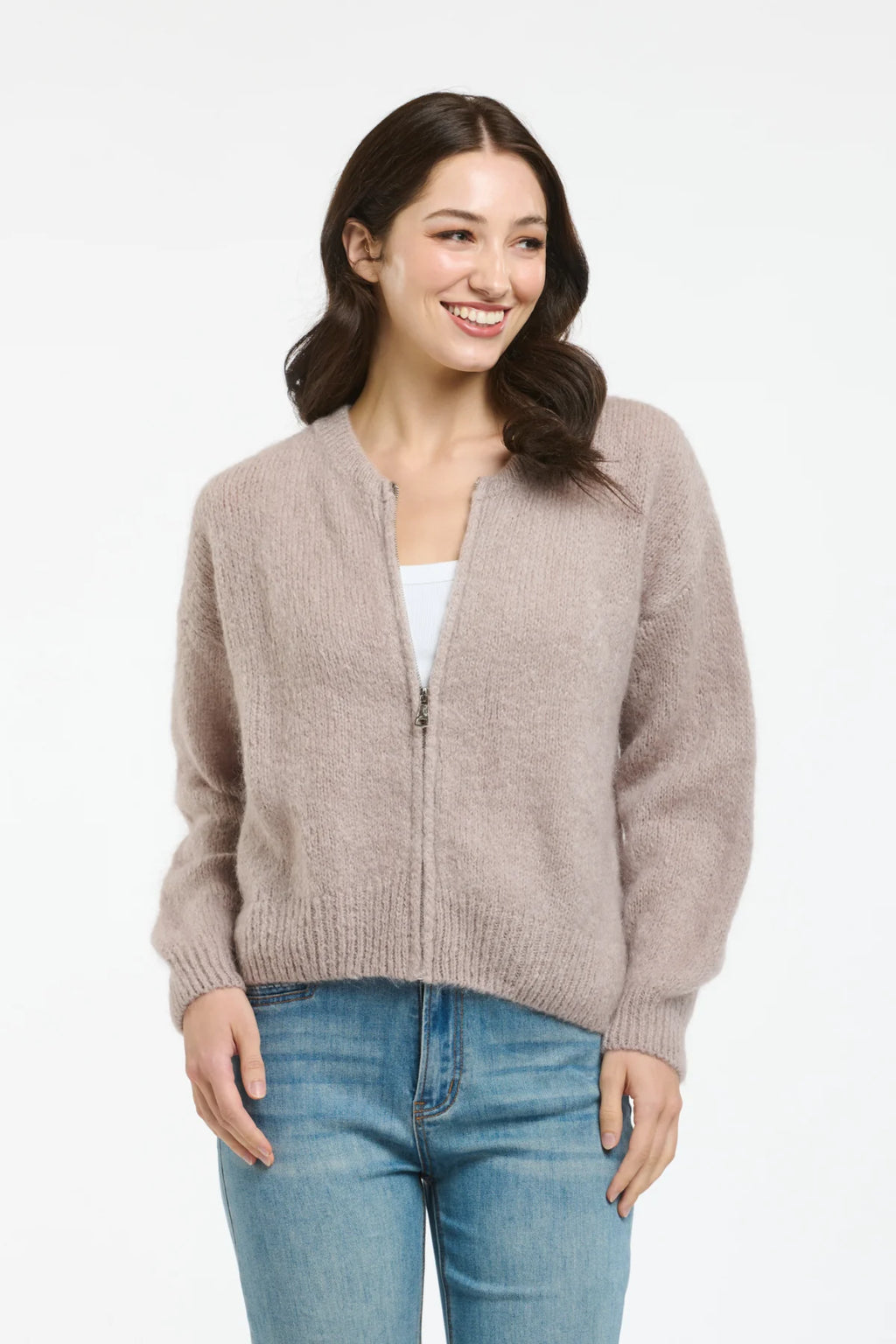 Italian Star Luxe Mohair Bomber Mushroom