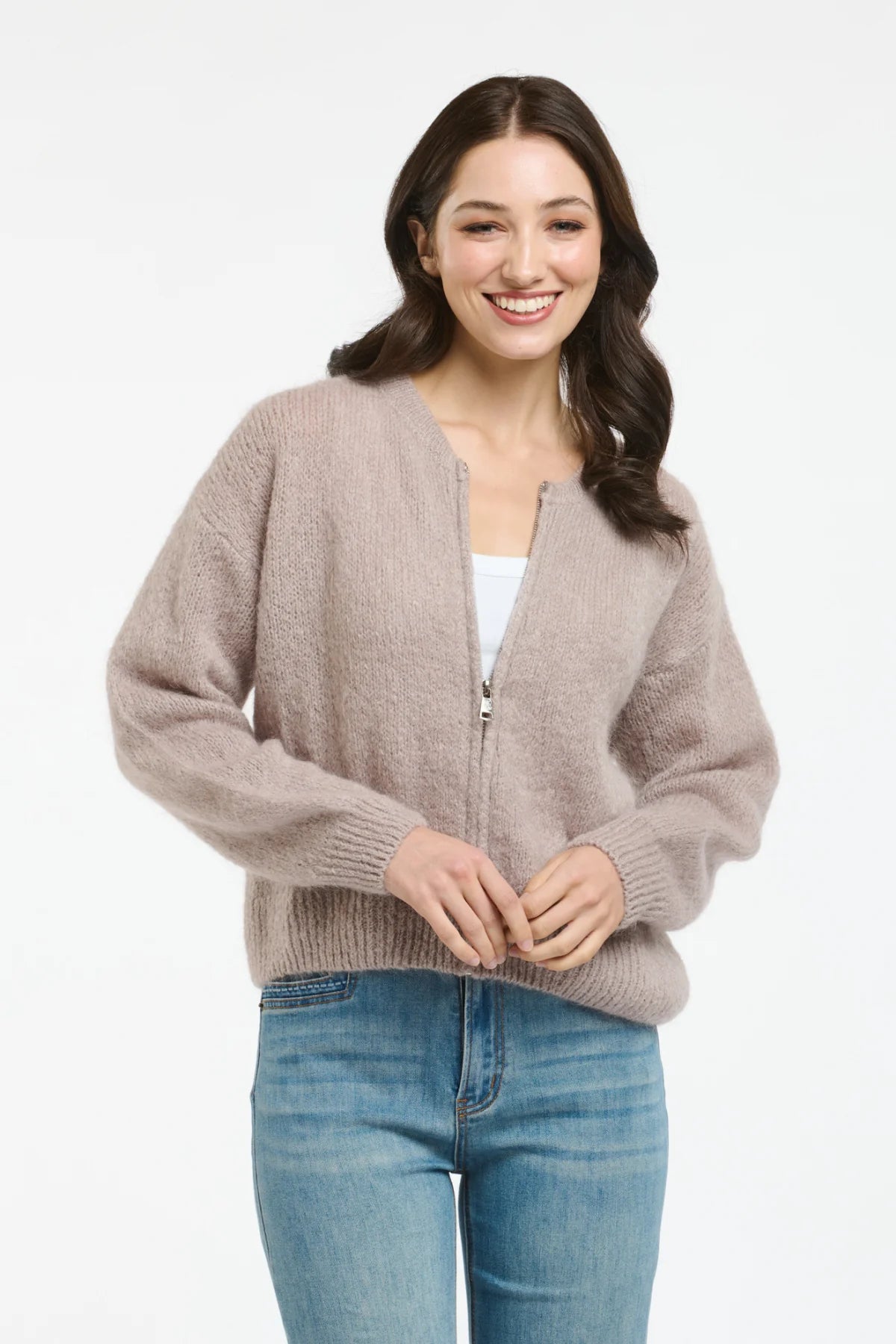 Italian Star Luxe Mohair Bomber Mushroom