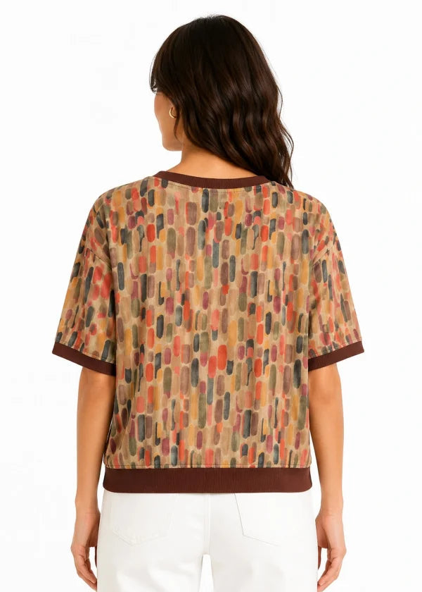JJ Swiss Cotton Tee Choc/Multi