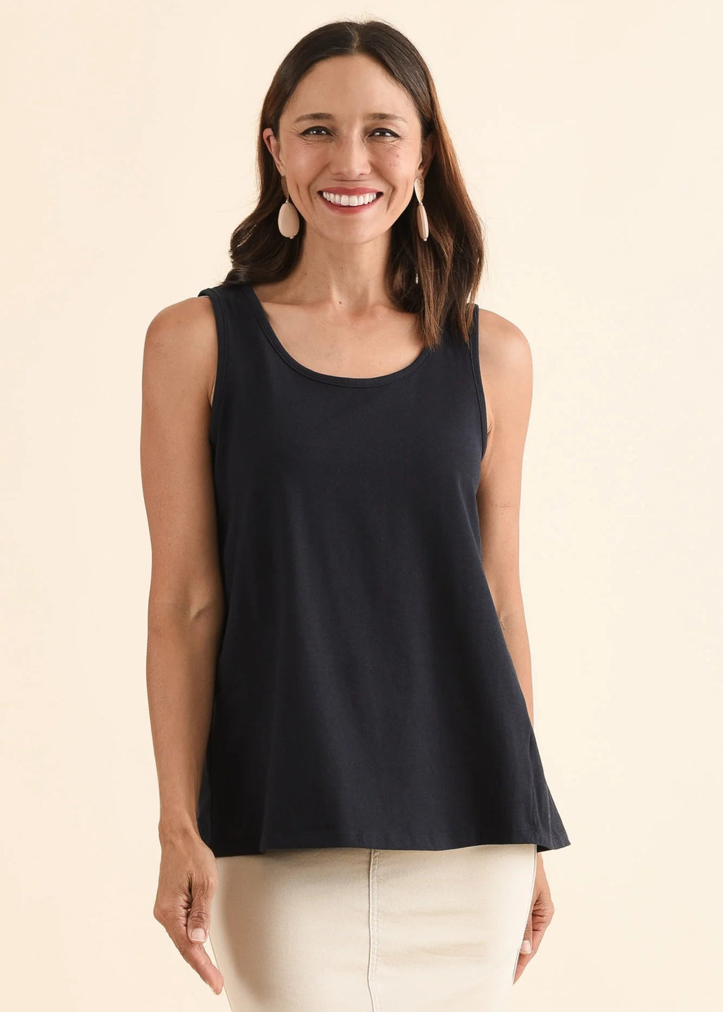 OTW Pleat Back Tank Navy