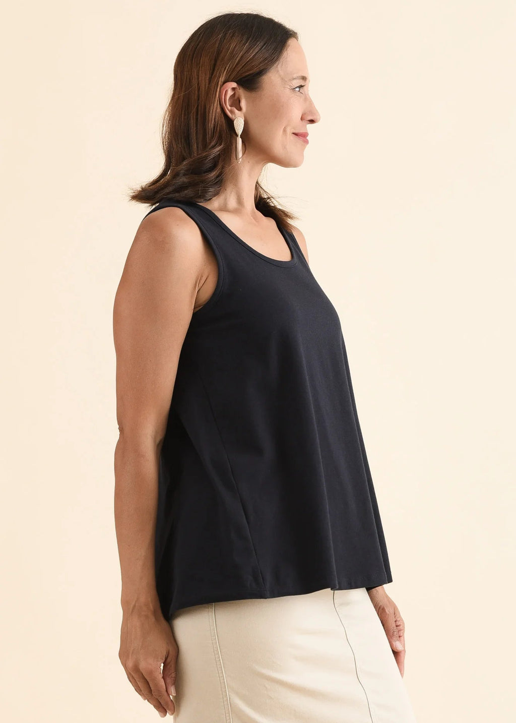 OTW Pleat Back Tank Navy