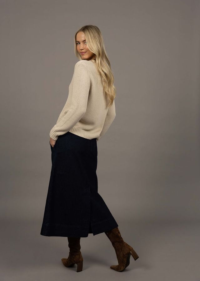Humidity Edit Denim Skirt Dark Blue