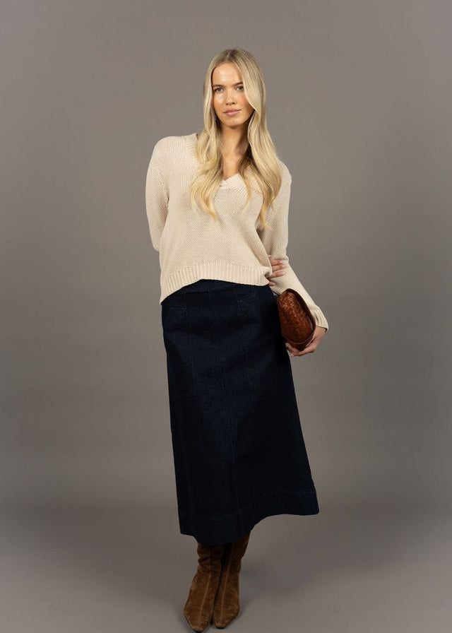 Humidity Edit Denim Skirt Dark Blue