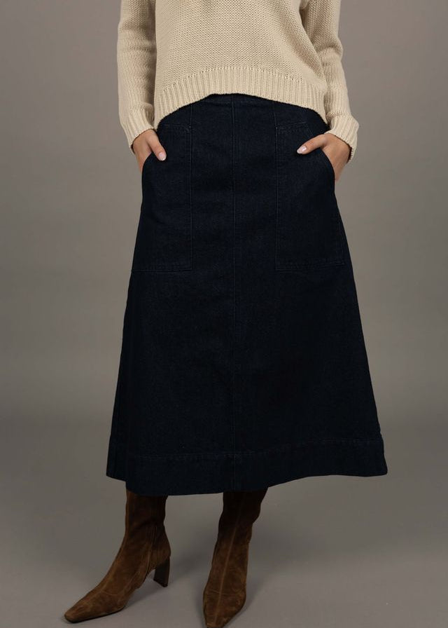Humidity Edit Denim Skirt Dark Blue