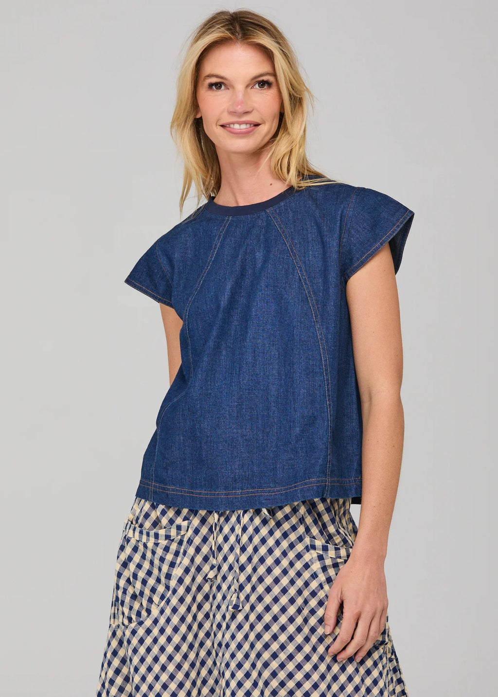 Boom Shankar Leaf Top Dark Denim