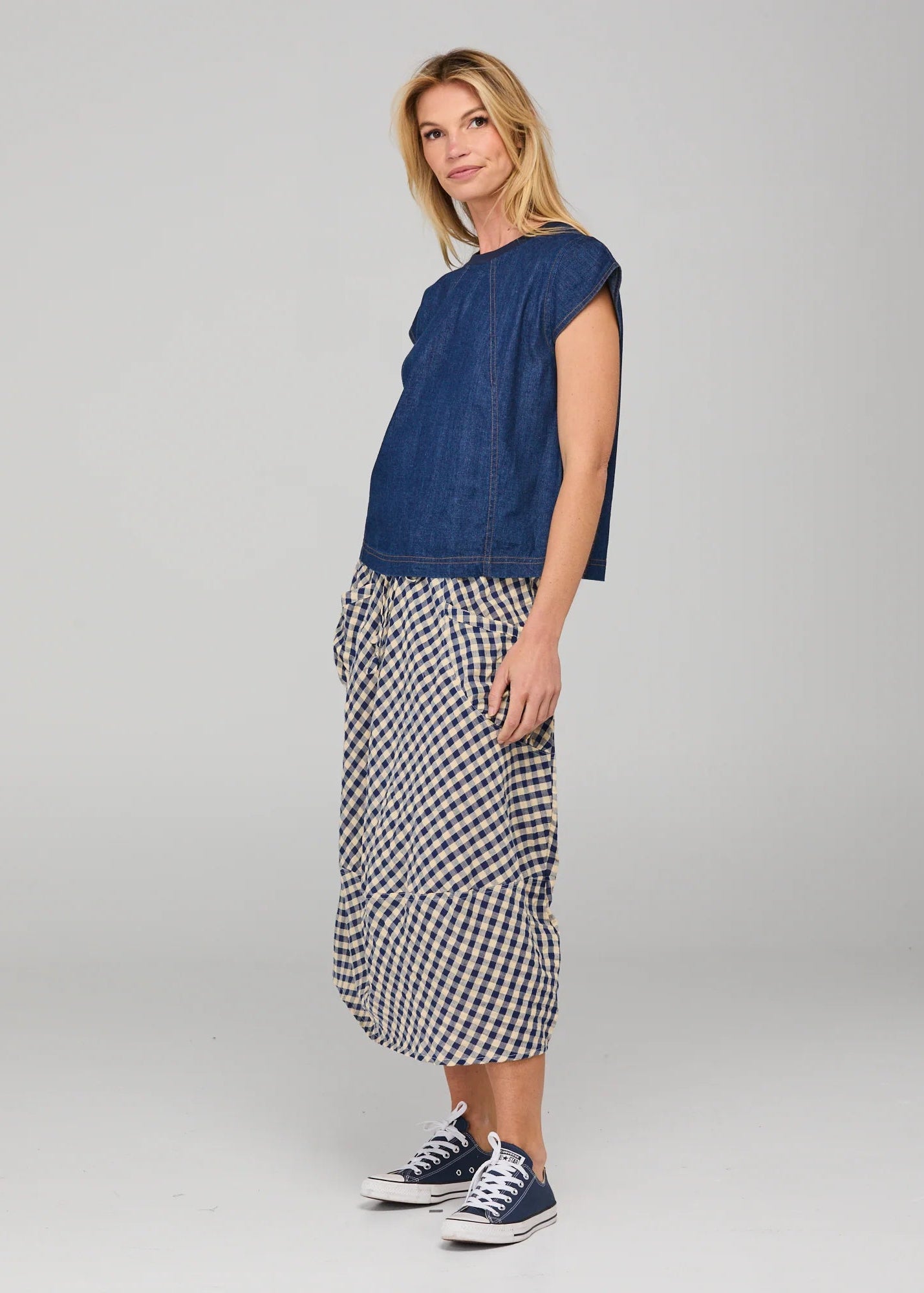 Boom Shankar Leaf Top Dark Denim